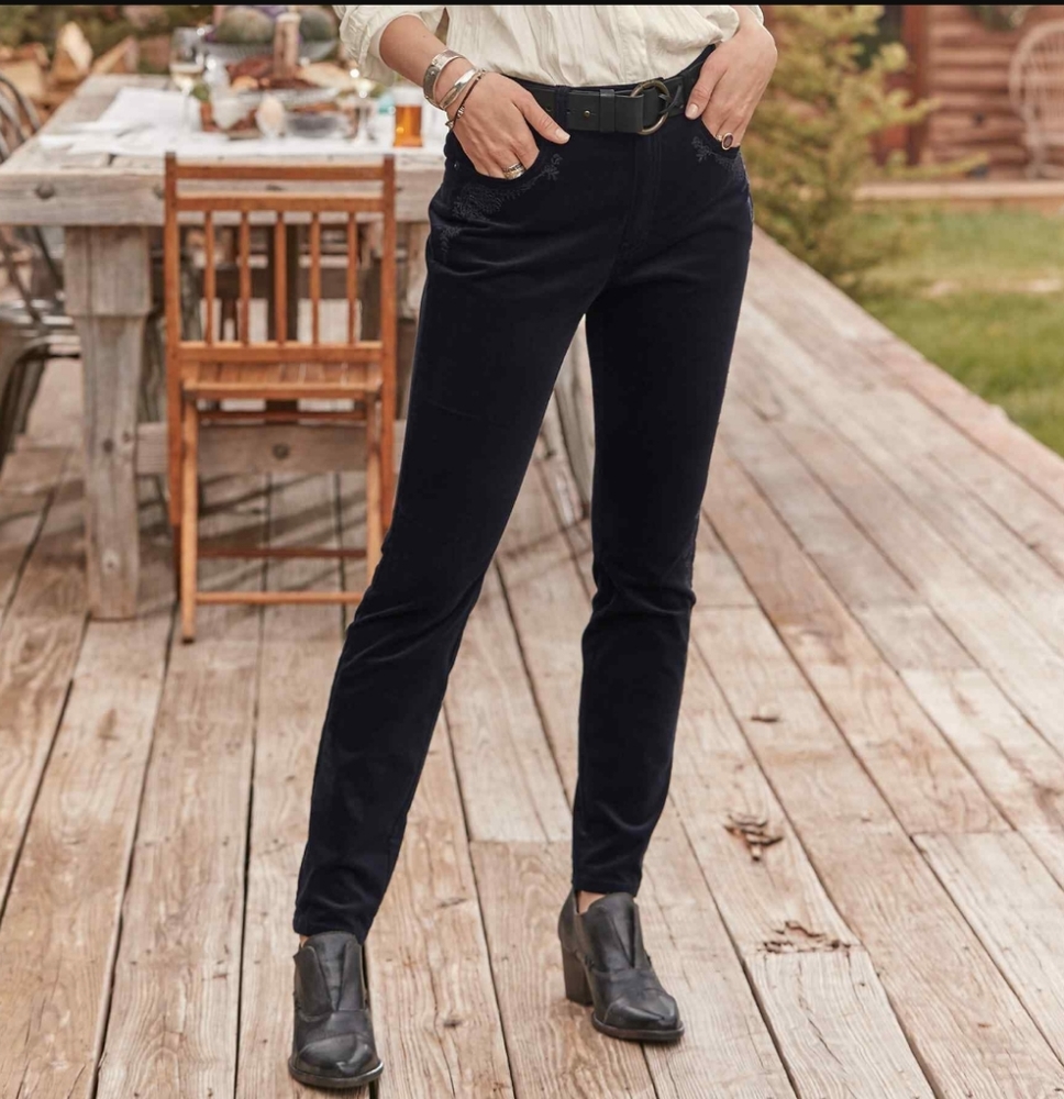 Sundance Womens Stretch Velveteen Black Pants